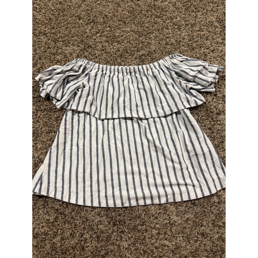 Banana Republic Blue White Striped Off Shoulder Ruffle Yacht Boat Women's Medium